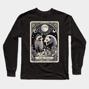 Team Trash Tarot Card Opossum Witchcraft Goth Possum Racoon Long Sleeve T-Shirt